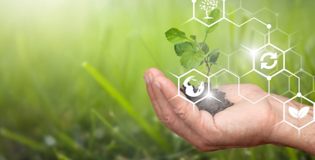 Icon concept circulating in hands for environment, society and governance.